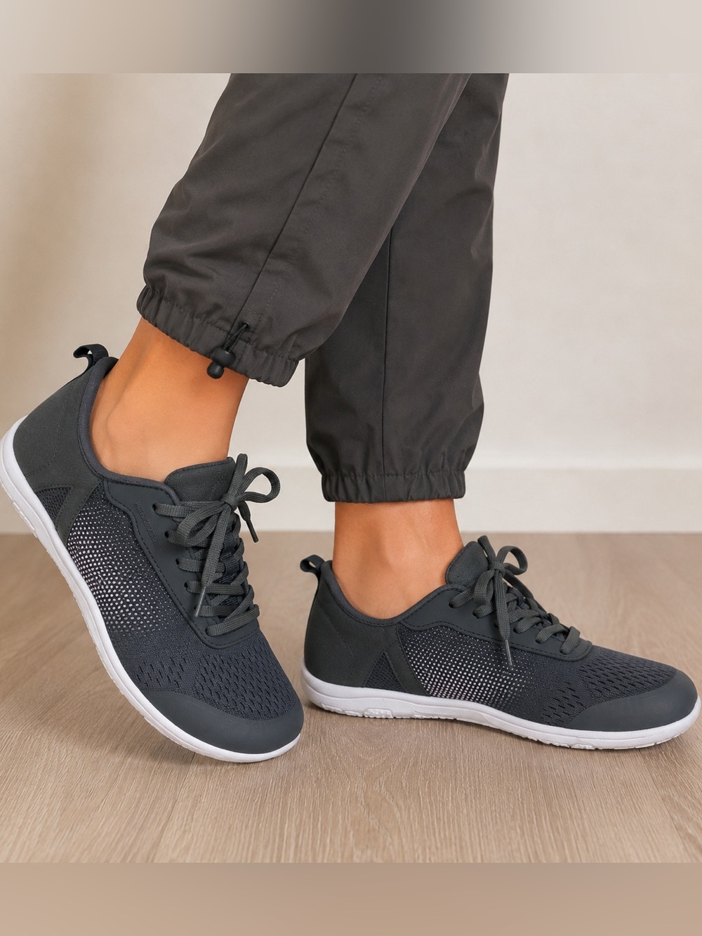 Hike Footware Lightweight Black Athletic Lace-Up Sneakers